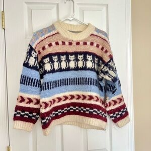 Cat pattern wool sweater, VTG made in Italy